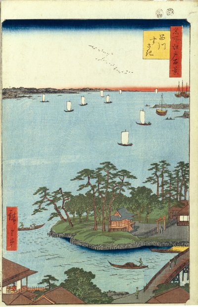 Shinagawa Susaki Honderd Beroemde Zichten van Edo, 1856-1858 door Utagawa Hiroshige