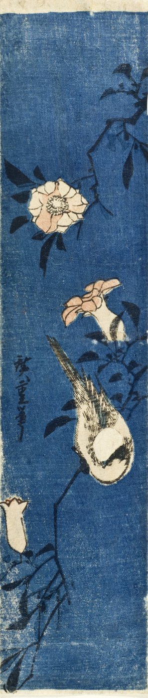 Würger auf Granatapfelzweig door Utagawa Hiroshige