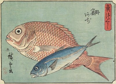 Snapper en horsmakreel door Utagawa Hiroshige