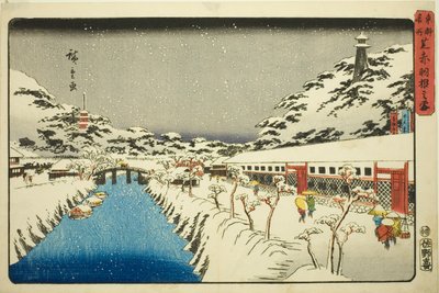 Sneeuw bij de Akabane-brug in Shiba (Shiba Akabane no yuki), uit de serie 