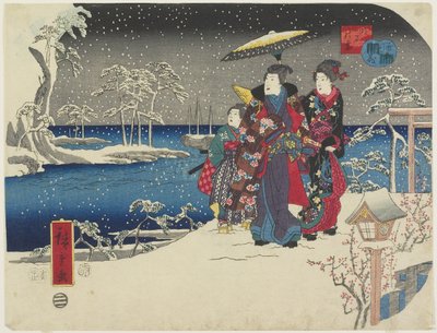 Sneeuw in Akashi, januari 1854 door Utagawa Hiroshige