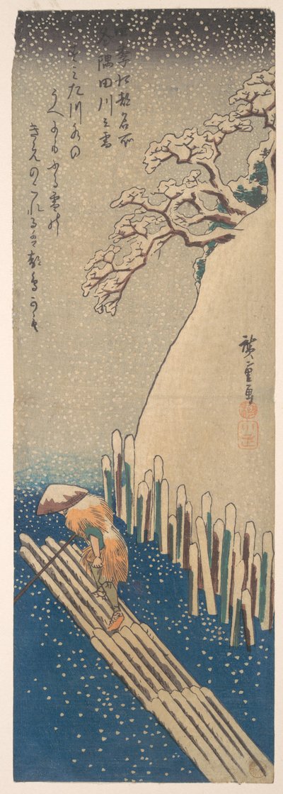 Schnee am Sumida-Fluss door Utagawa Hiroshige