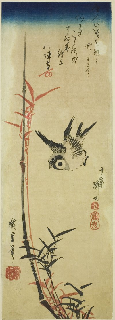 Mus en bamboe door Utagawa Hiroshige