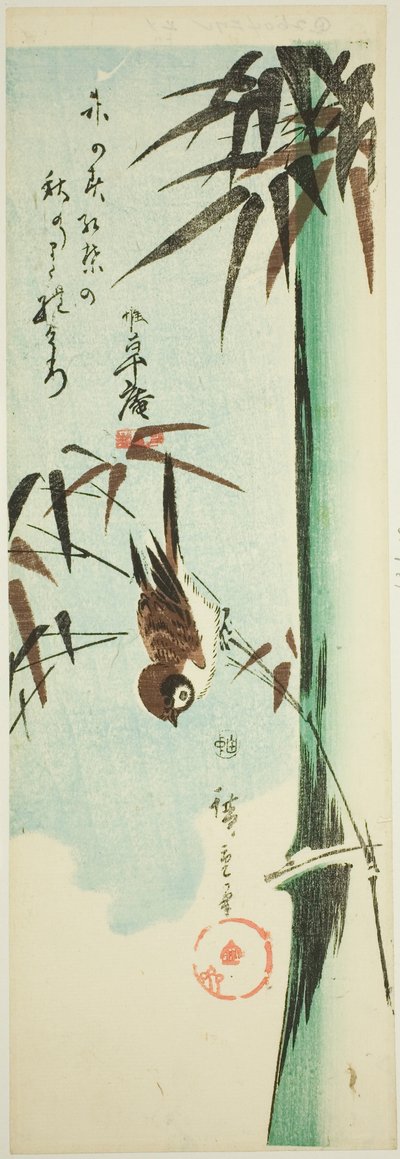 Mussen en Bamboe door Utagawa Hiroshige