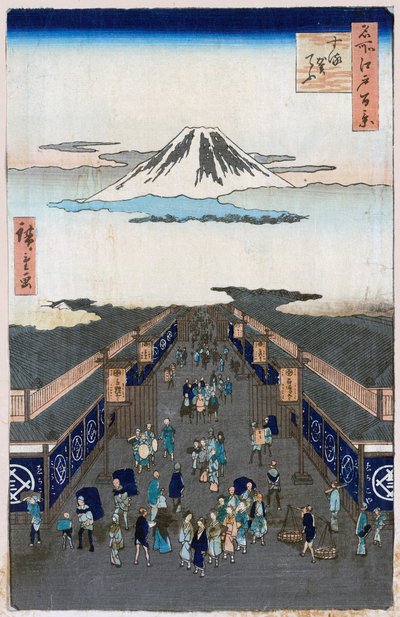 Surugacho Honderd beroemde uitzichten van Edo, 1856-1858 door Utagawa Hiroshige