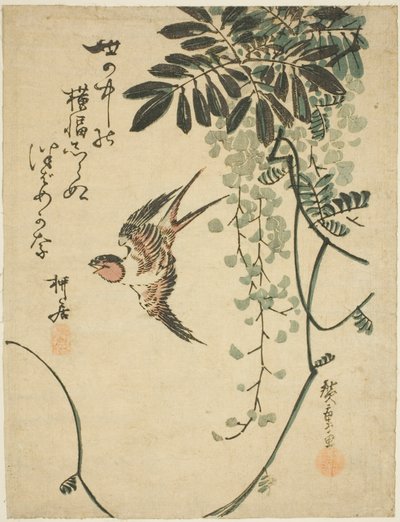 Zwaluw en Wisteria door Utagawa Hiroshige