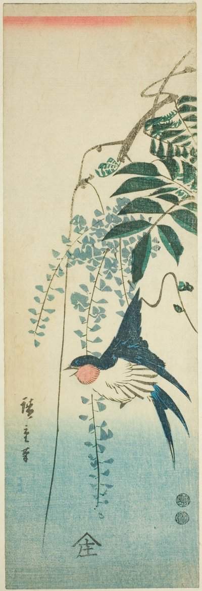 Zwaluw en wisteria door Utagawa Hiroshige