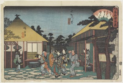Tagawaya voor de O_onji Tempel, ca. 1835-1842 door Utagawa Hiroshige