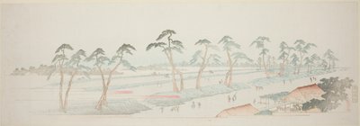 Takada Rijgronden (Takada baba), uit de serie "Dertien uitzichten van de omgeving van Edo" door Utagawa Hiroshige