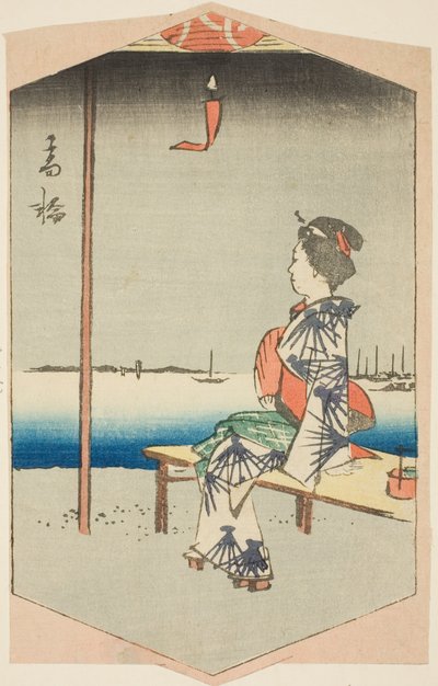 Takanawa, deel van een blad uit de serie "Uitgeknipte afbeeldingen van beroemde plaatsen in Edo (Edo meisho harimaze zue)" door Utagawa Hiroshige