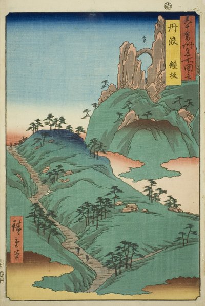 Tanba Provincie: Kane Slope, uit de serie "Beroemde plaatsen in de zestig-odd provincies" door Utagawa Hiroshige
