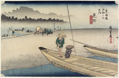 Tenryu Rivier Uitzicht, Mitsuke, c. 1833 door Utagawa Hiroshige