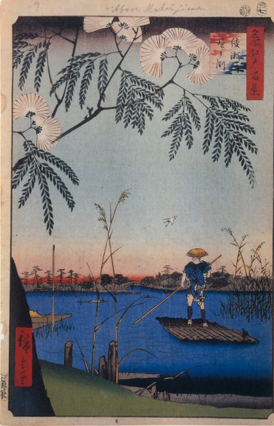 De Ayase Rivier en Kanegafuchi Honderd Beroemde Zichten van Edo, 1856-1858 door Utagawa Hiroshige
