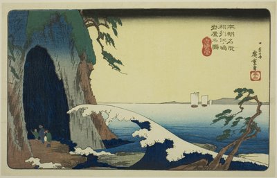 De Grot bij Enoshima in de Provincie Sagami (Soshu Enoshima iwaya no zu), uit de serie "Beroemde Plaatsen van Japan (Honcho meisho)" door Utagawa Hiroshige