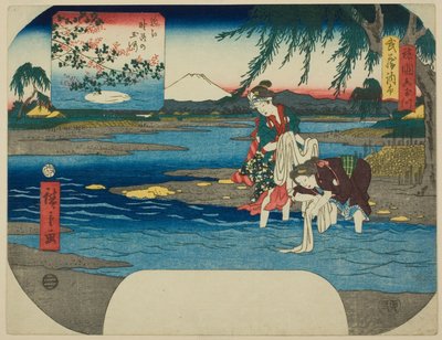 De Chofu Juweelrivier in de provincie Musashi (Musashi Chofu) en de Noji Juweelrivier in de provincie Omi (Omi Noji no Tamagawa), uit de serie "Zes Juweelrivieren in verschillende provincies (Shokoku Mu Tamagawa)" door Utagawa Hiroshige