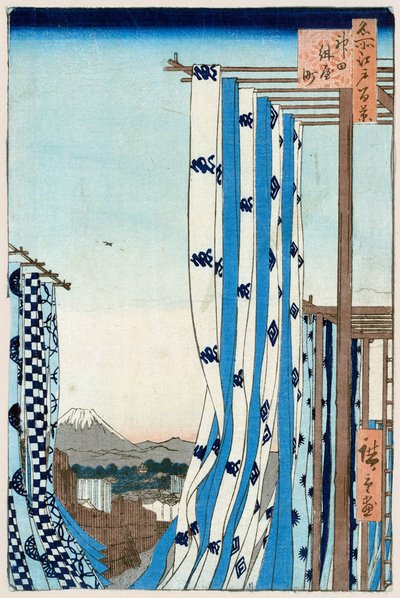 Het Ververdistrict in Kanda Honderd Beroemde Zichten van Edo, 1856-1858 door Utagawa Hiroshige