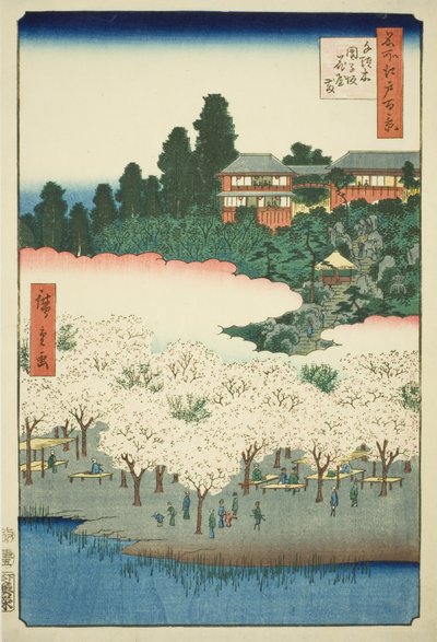 Het Bloemenpaviljoen op Dango Slope, Sendagi, uit de serie "Honderd Beroemde Zichten van Edo" door Utagawa Hiroshige