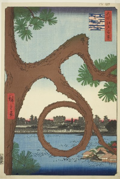 De Maanpijnboom op het Tempelterrein in Ueno, uit de serie "Honderd Beroemde Zichten van Edo" door Utagawa Hiroshige