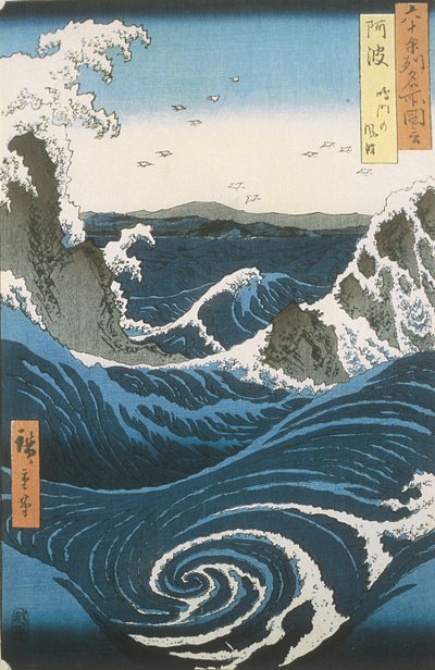 De Naruto-wervelingen in de provincie Awa. Uit de serie Beroemde Uitzichten van de 60-odd Provincies, ca. 18 door Utagawa Hiroshige