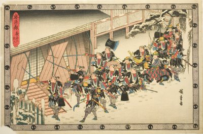 De Nachtelijke Aanval, Deel 2: Inbraak, uit de serie "De Wraak van de Loyale Retainers (Chushingura)" door Utagawa Hiroshige