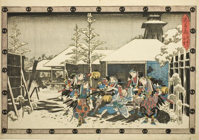 De Nachtelijke Aanval, Deel 3: Missie Volbracht, uit de serie "De Wraak van de Loyale Retainers (Chushingura)" door Utagawa Hiroshige