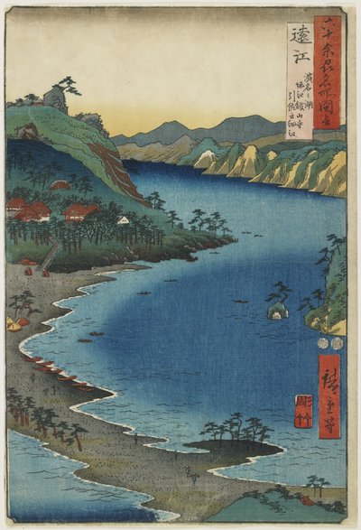 De Kleine Inham van Hikisa bij Horie Kanzanji, Het Hamana Meer in de To_toumi Provincie, Augustus 1853 door Utagawa Hiroshige