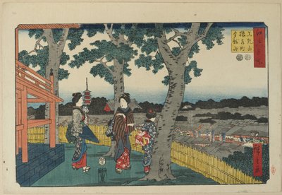 Het Uitzicht op Matuschiyama Heuvel, Saruwaka District en Kinryu-zan Tempel, november 1853 door Utagawa Hiroshige
