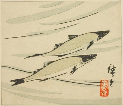 Forel, sectie van een harimaze blad door Utagawa Hiroshige