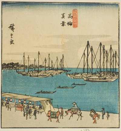 Ware Uitzicht op Takanawa (Takanawa shinkei), deel van een blad uit de serie "Beroemde Plaatsen in de Oostelijke Hoofdstad (Toto meisho)" door Utagawa Hiroshige