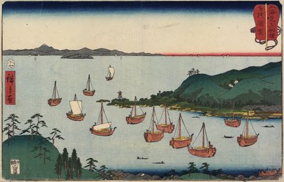 Uraga in de provincie Sagami, juli 1858 door Utagawa Hiroshige
