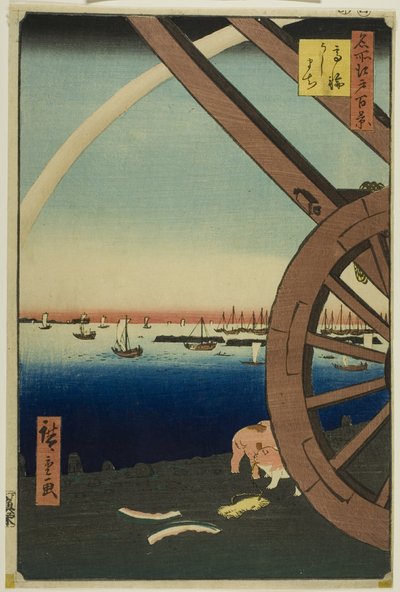 Ushimachi bij Takanawa (Takanawa Ushimachi), uit de serie "Honderd beroemde vergezichten van Edo (Meisho Edo hyakkei)". door Utagawa Hiroshige