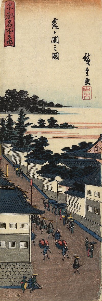 Uitzicht op Kasumigaseki, 1830-1844 door Utagawa Hiroshige