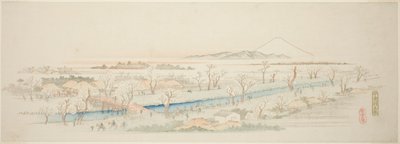 Uitzicht op Koganei, uit een ongetitelde serie van beroemde uitzichten van de buitenwijken van Edo door Utagawa Hiroshige