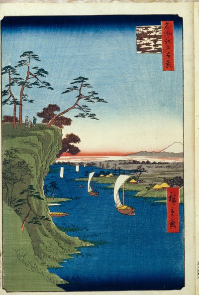 Uitzicht op Konodai en de Tone-rivier Honderd beroemde uitzichten van Edo, 1856-1858 door Utagawa Hiroshige
