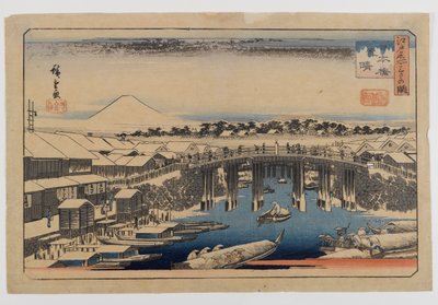Uitzicht op Nihonbashi-brug, Edo (Edo Meisho) door Utagawa Hiroshige