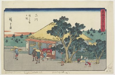 Uitzicht op het Sarugababa Plateau, Futakawa, 1841-1842 door Utagawa Hiroshige