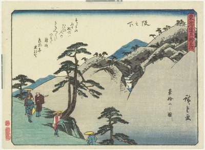 Uitzicht op de Fudesaka-berg in Sakanoshita, 1837-1844 door Utagawa Hiroshige