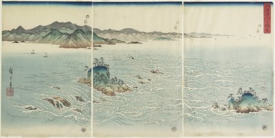 Uitzicht op de Whirlpool in de Provincie Awa, 1857 door Utagawa Hiroshige