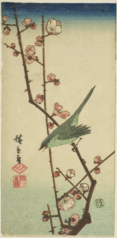 Zanger op pruimentak door Utagawa Hiroshige