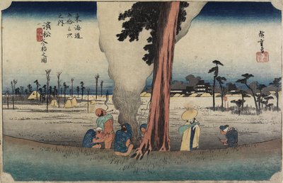 Winterscène, Hamamatsu, ca. 1833 door Utagawa Hiroshige