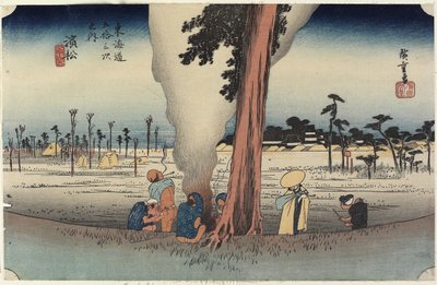Winterscène, Hamamatsu, ca. 1833 door Utagawa Hiroshige