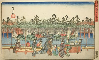 Wisteria bij Kameido, uit de serie "Beroemde plaatsen in de oostelijke hoofdstad" door Utagawa Hiroshige