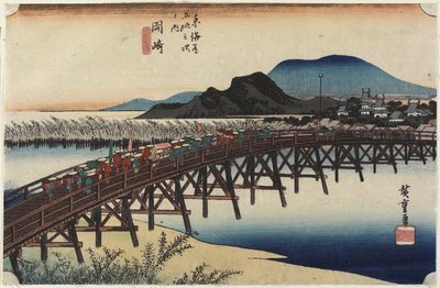 Yahagi Brug, Okazaki, c. 1833 door Utagawa Hiroshige
