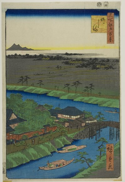 Yanagashima, uit de serie "Honderd beroemde vergezichten van Edo (Meisho Edo hyakkei)". door Utagawa Hiroshige