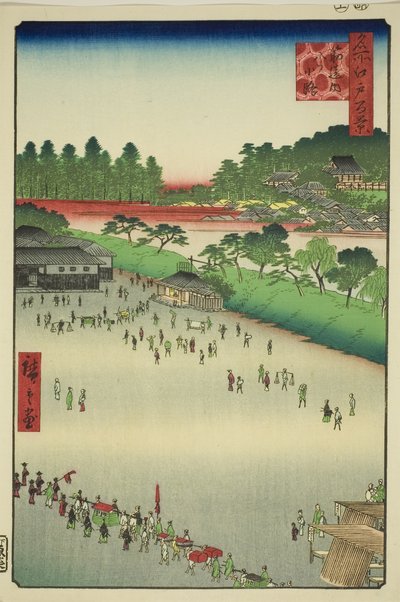 Yatsukoji, Binnen Sujikai Poort (Sujikai-uchi Yatsukoji), uit de serie "Honderd Beroemde Zichten van Edo (Meisho Edo hyakkei)" door Utagawa Hiroshige