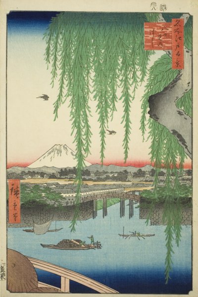 Yatsumi-brug, uit de serie "Honderd beroemde uitzichten van Edo" door Utagawa Hiroshige