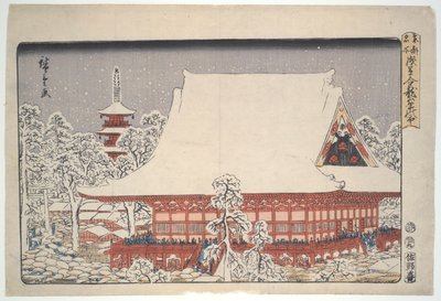 Jaarmarkt aan het einde van het jaar bij Kinryuzan Asakusa: Beroemde plaatsen van de oostelijke hoofdstad door Utagawa Hiroshige