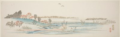 Yuhigaoka, uit een ongetitelde serie van beroemde uitzichten van de buitenwijken van Edo door Utagawa Hiroshige