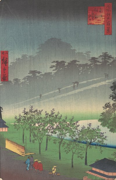 Akasaka Kiri-Ratake Uchu Yu Kei, ca. 1859 door Utagawa Hiroshige II