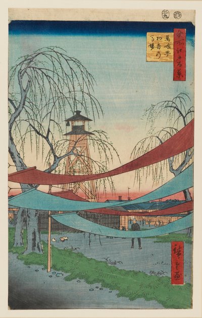Hatsune rijgronden, Bakuro-cho, ontworpen 1857 door Utagawa Hiroshige II
